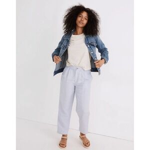 NWT Madewell Linen Blend Track Trousers Craft Blue XS